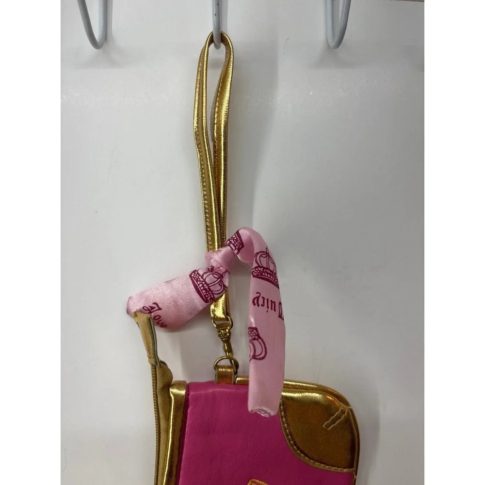 Vintage Juicy Couture Pink & Gold Embroidered Wristlet (Authentic Y2K 90s/00s)
